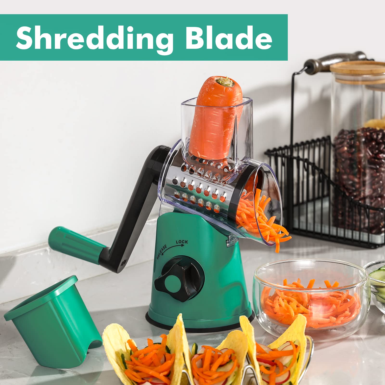 GDL hand crank detail emphasizing ergonomic handle for comfortable turning