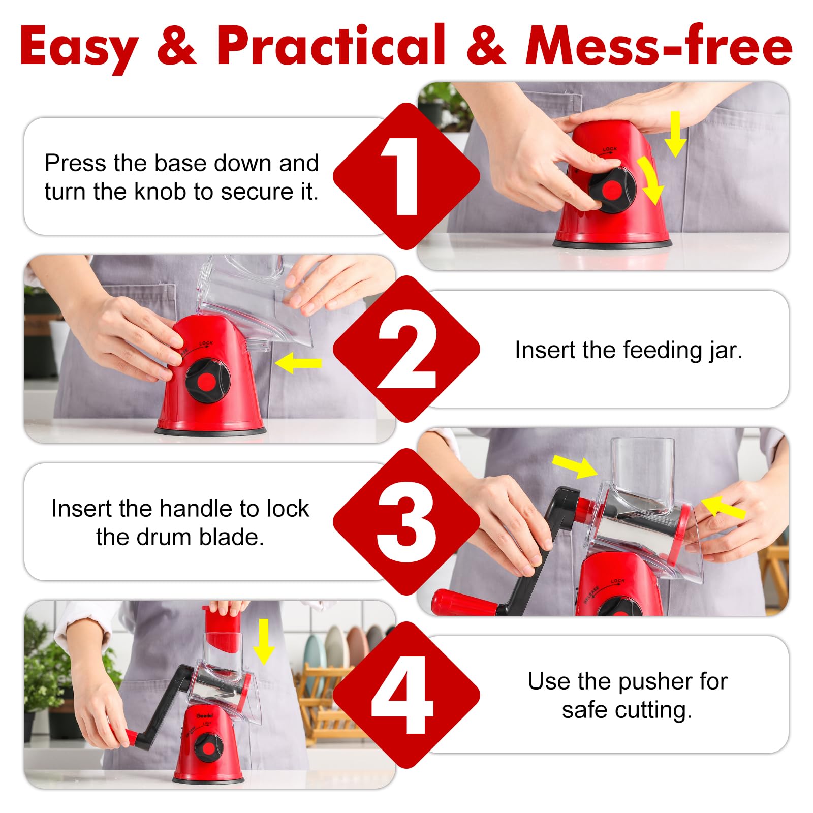 GDL grater next to hand showing size and easy storage advantage
