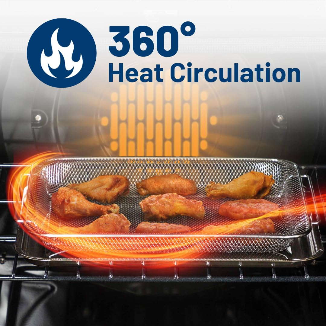 GE basket perforation close-up highlighting airflow design for crisping benefit