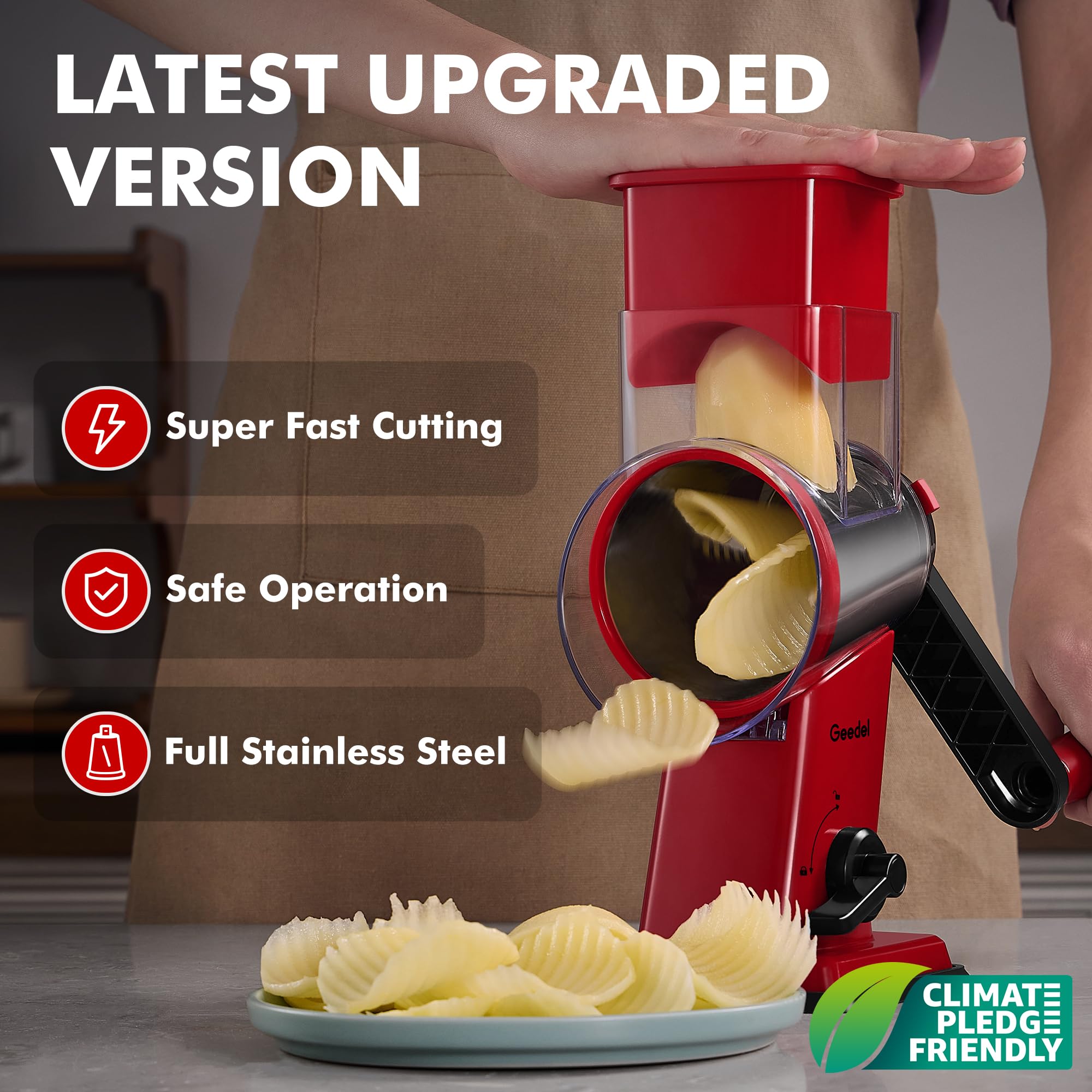 Geedel crank handle ergonomic view highlighting easy-turn design to reduce wrist strain