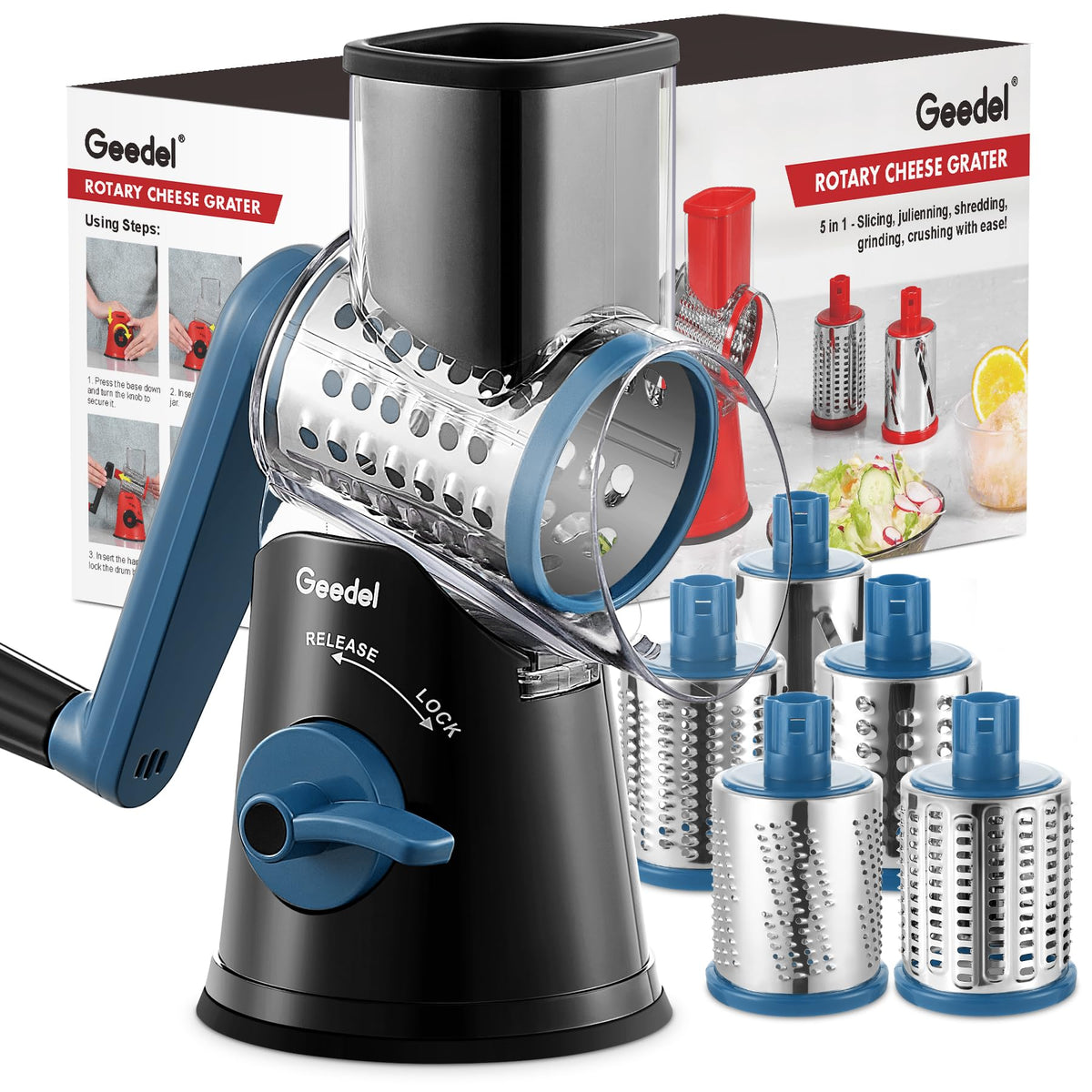 Geedel front view showing compact design and easy use benefits