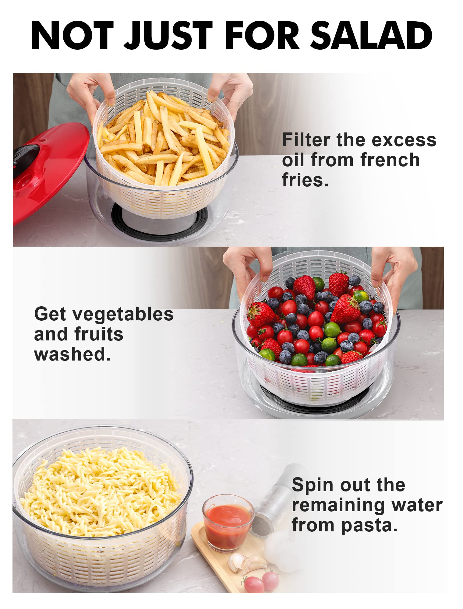 Geedel spinner in kitchen scene helping speed meal prep and cleanup