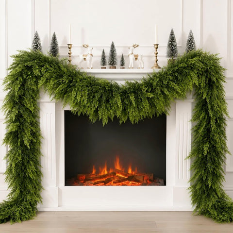 Geegoods garland full-length mantel showing lush festive effect