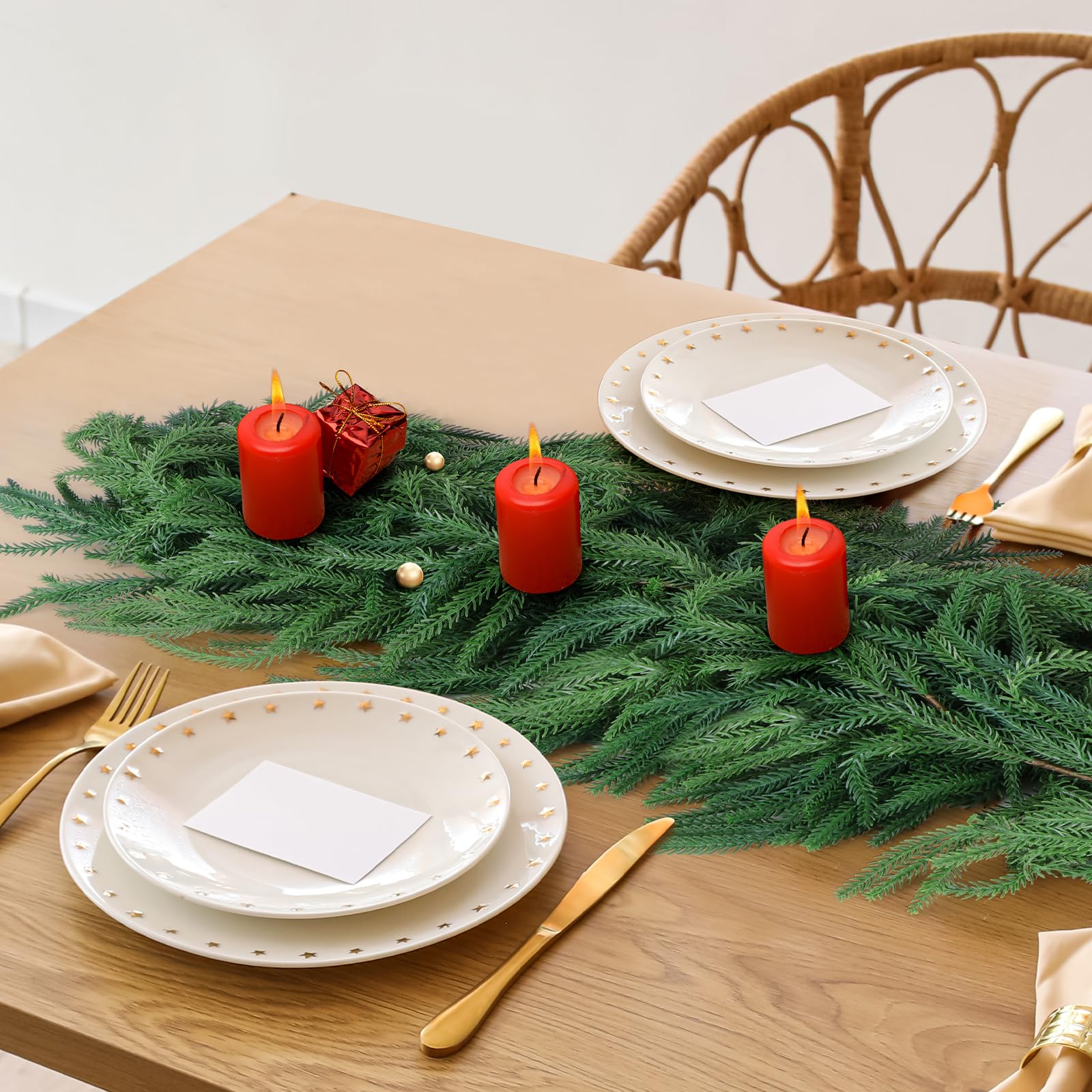 Geegoods garland draped over a mantel adding cozy festive greenery to room