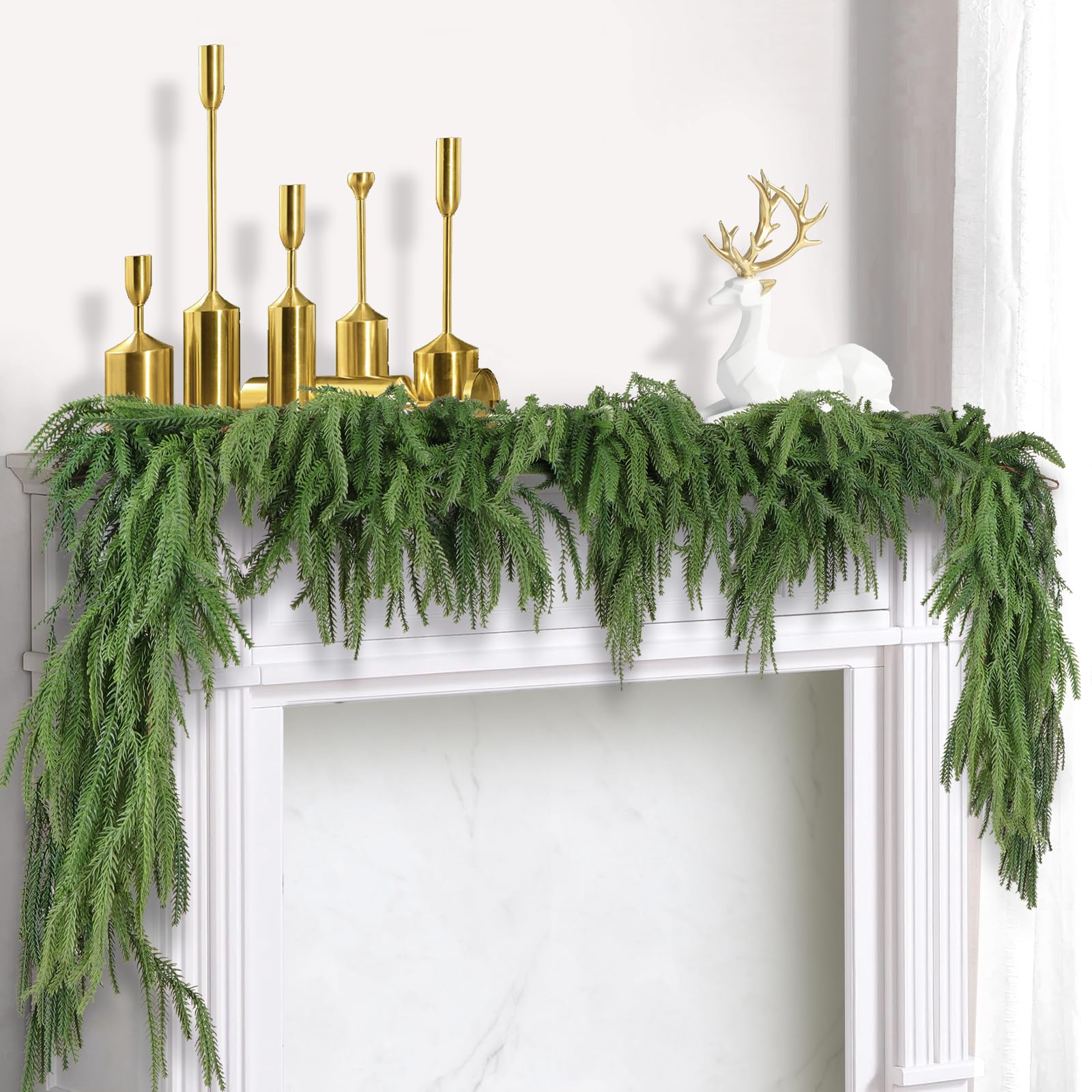 Geegoods garland beside doorway illustrating six-foot length per piece