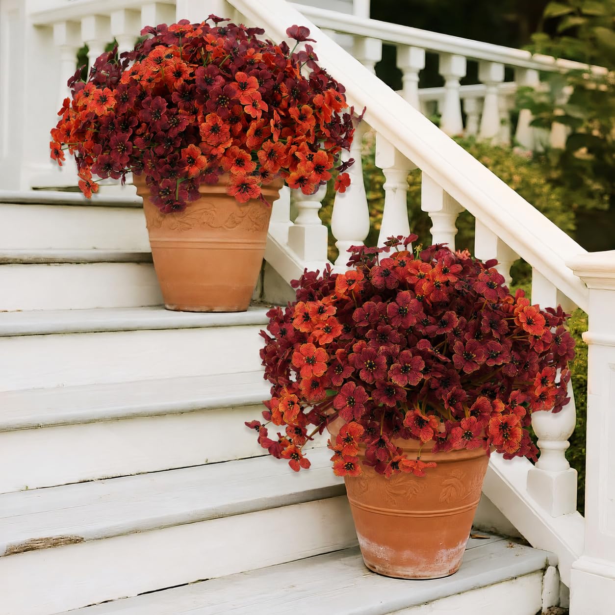 Geegoods on a porch creating autumn curb appeal and weather-resistant color