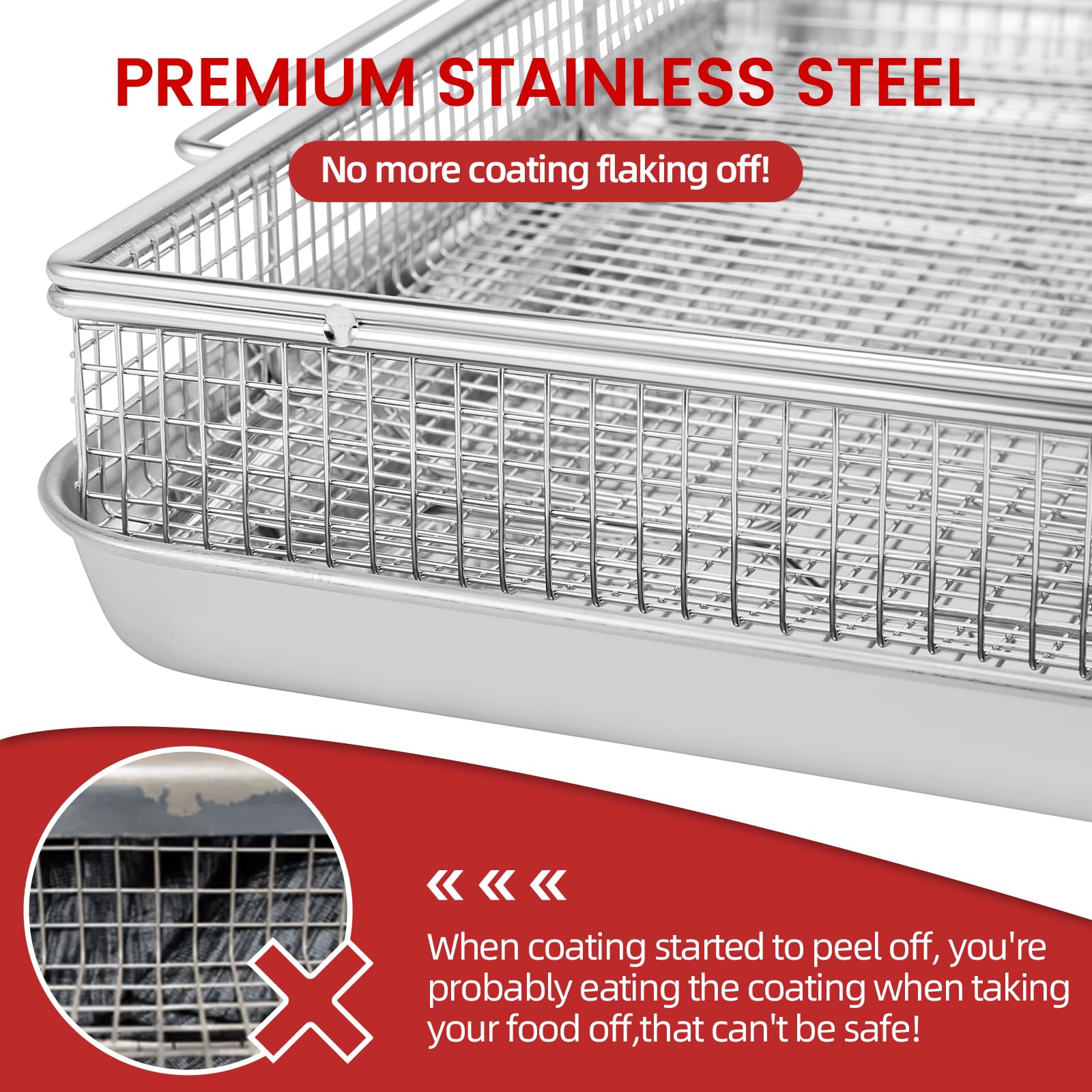 Geesta bottom tray showing flat surface for even heat transfer and durability