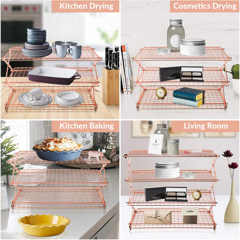 Geesta rack next to a standard sheet pan showing size comparison benefit