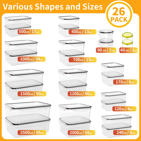 GEIKR clear containers closed with snap-lock lids demonstrating leak resistance