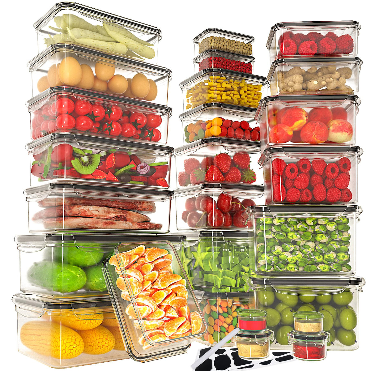 GEIKR packaging showing full 52-piece set and included labels for organized storage