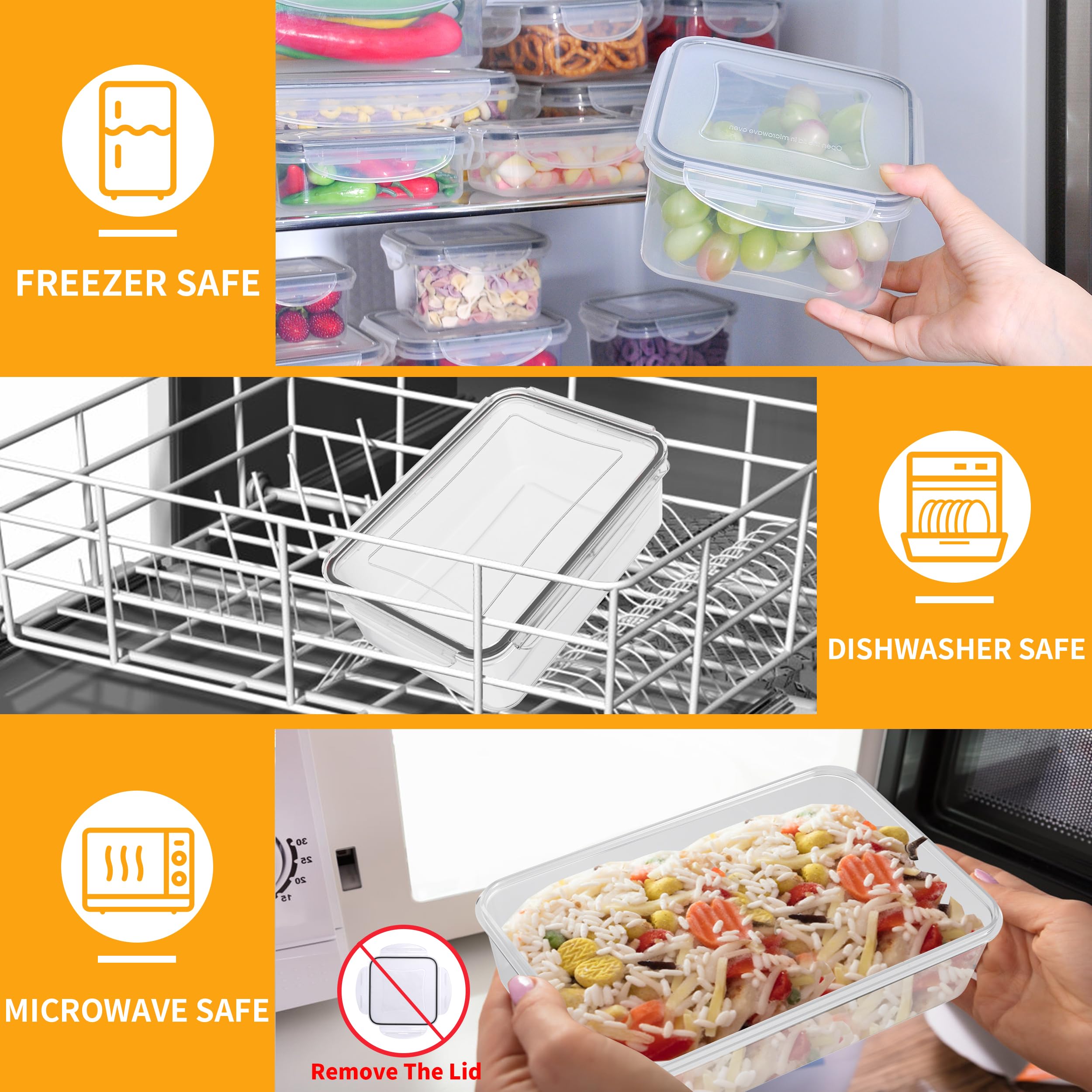 GEIKR stacked containers neatly arranged in fridge for space-saving benefit