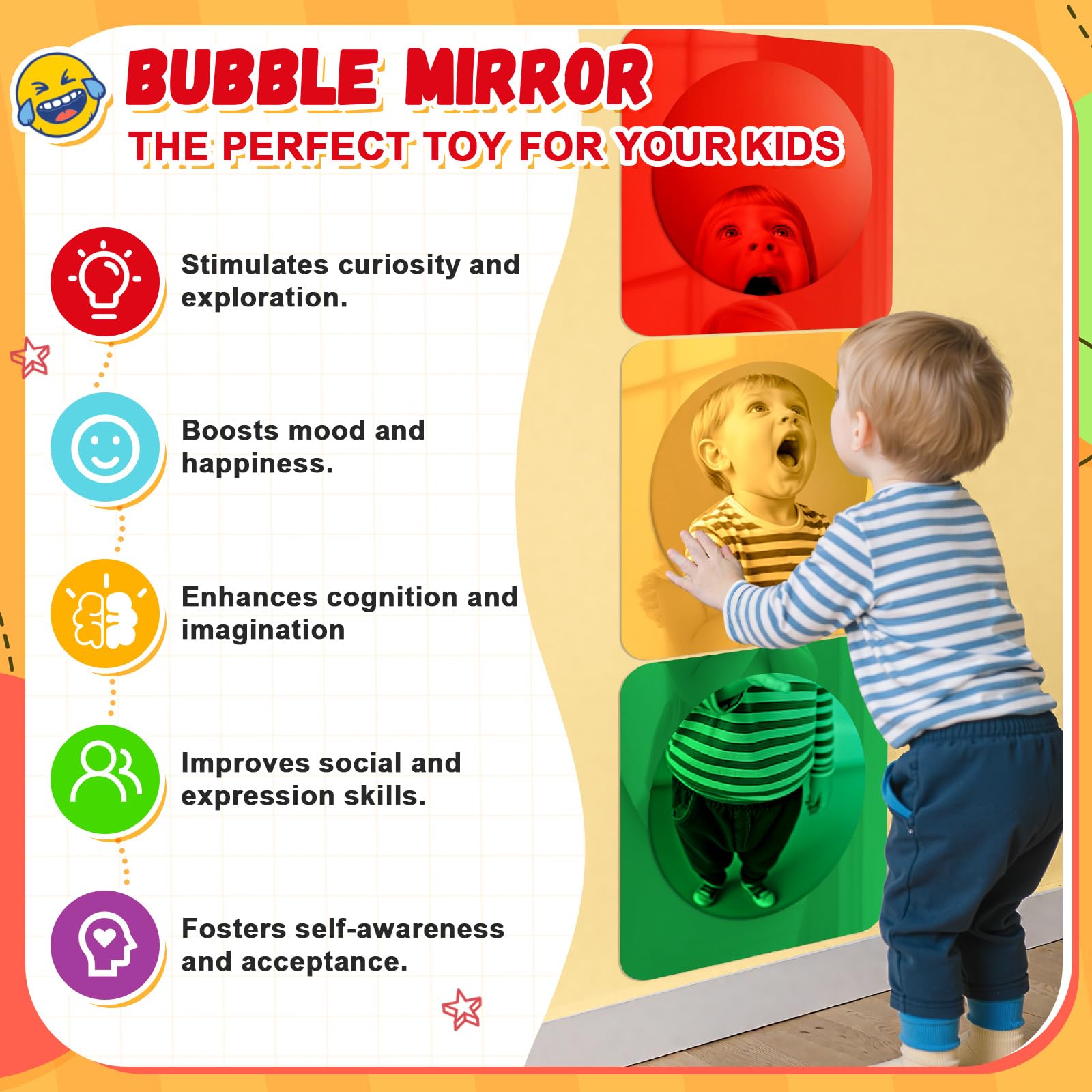 Geiserailie child interacting with wall mirror promoting visual exploration and play