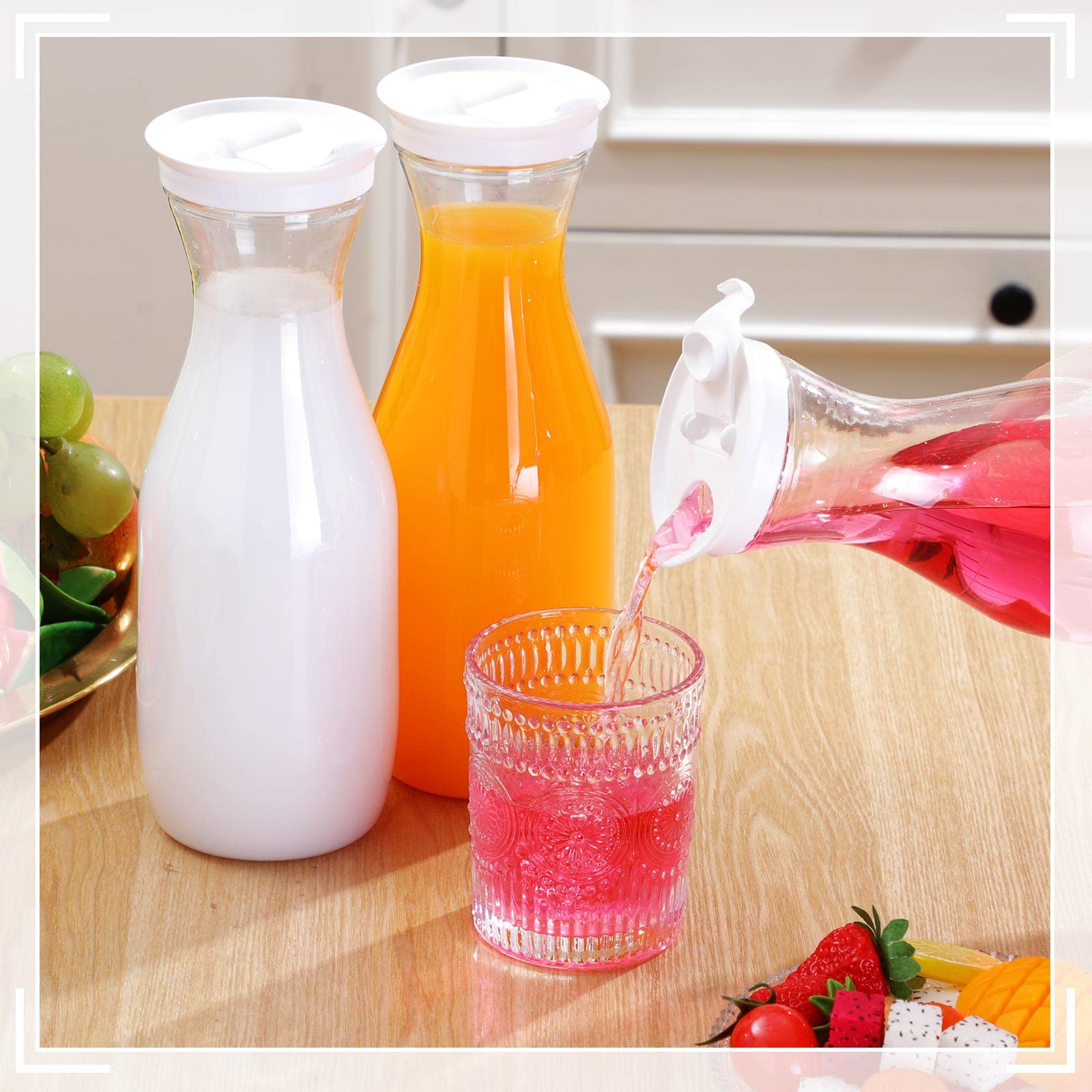 Gejoy carafe in fridge door illustrating compact storage and visibility
