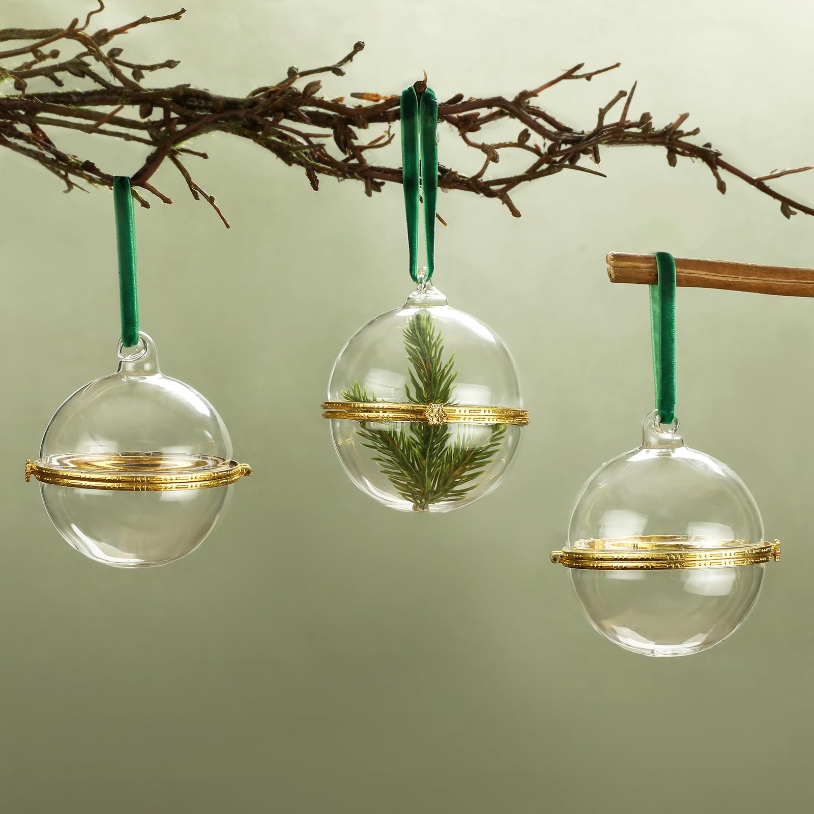Gemscream clear ornament on tree showcasing contents and sparkle