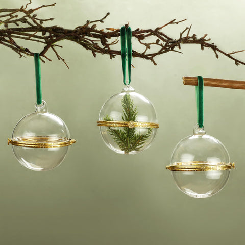 Gemscream clear ornament on tree showcasing contents and sparkle