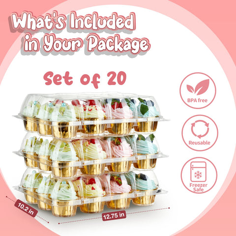 Gencywe filled cupcakes in carrier demonstrating clear display and frosting protection