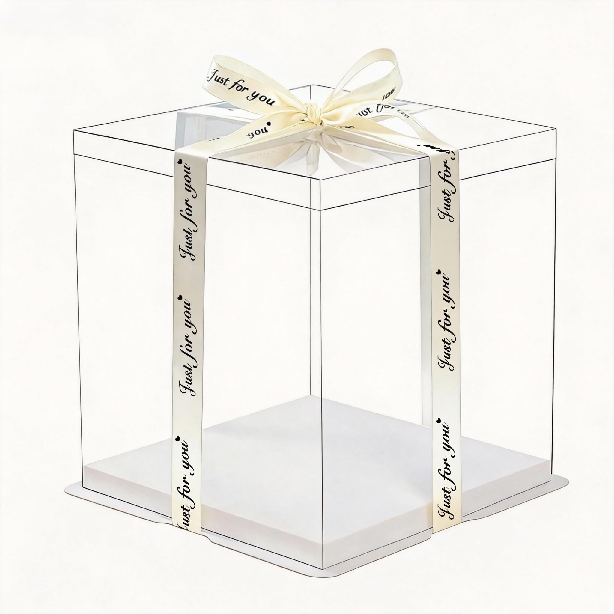 Generic clear PET cake box front view showing elegant display benefit
