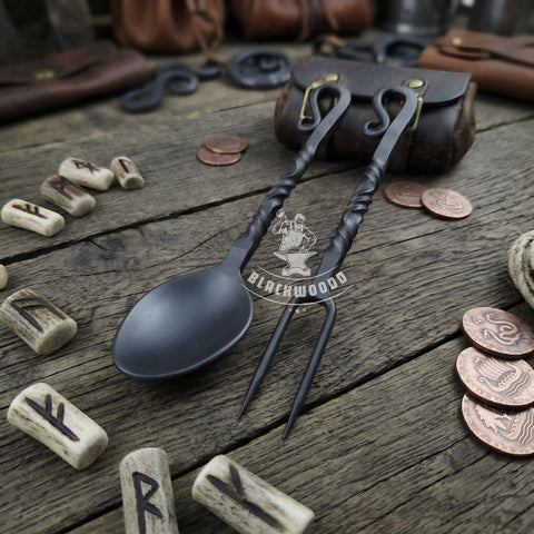 Generic fork and spoon detail highlighting twisted handles for secure grip and historic style