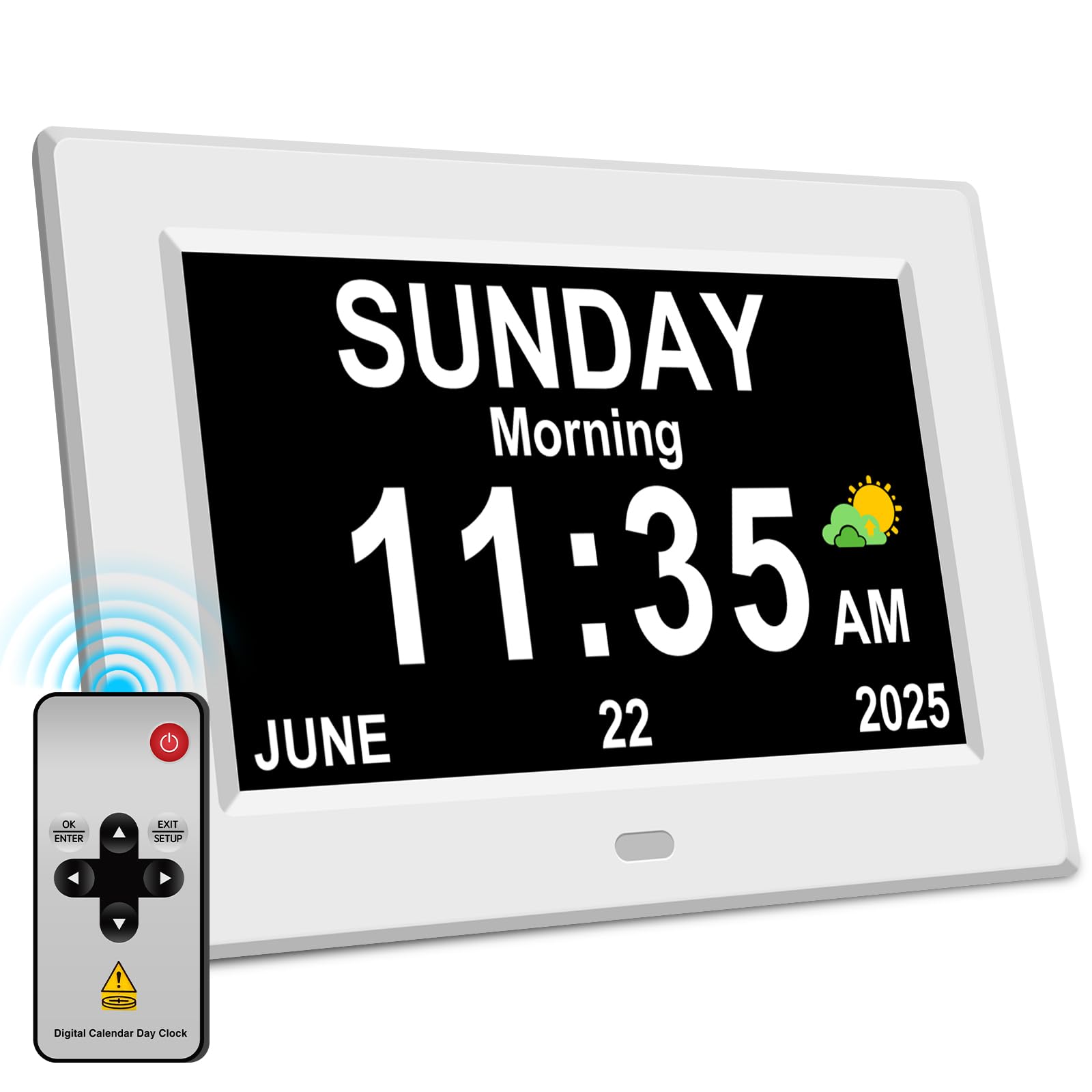 Generic clock front display showing bold time and date for clear readability