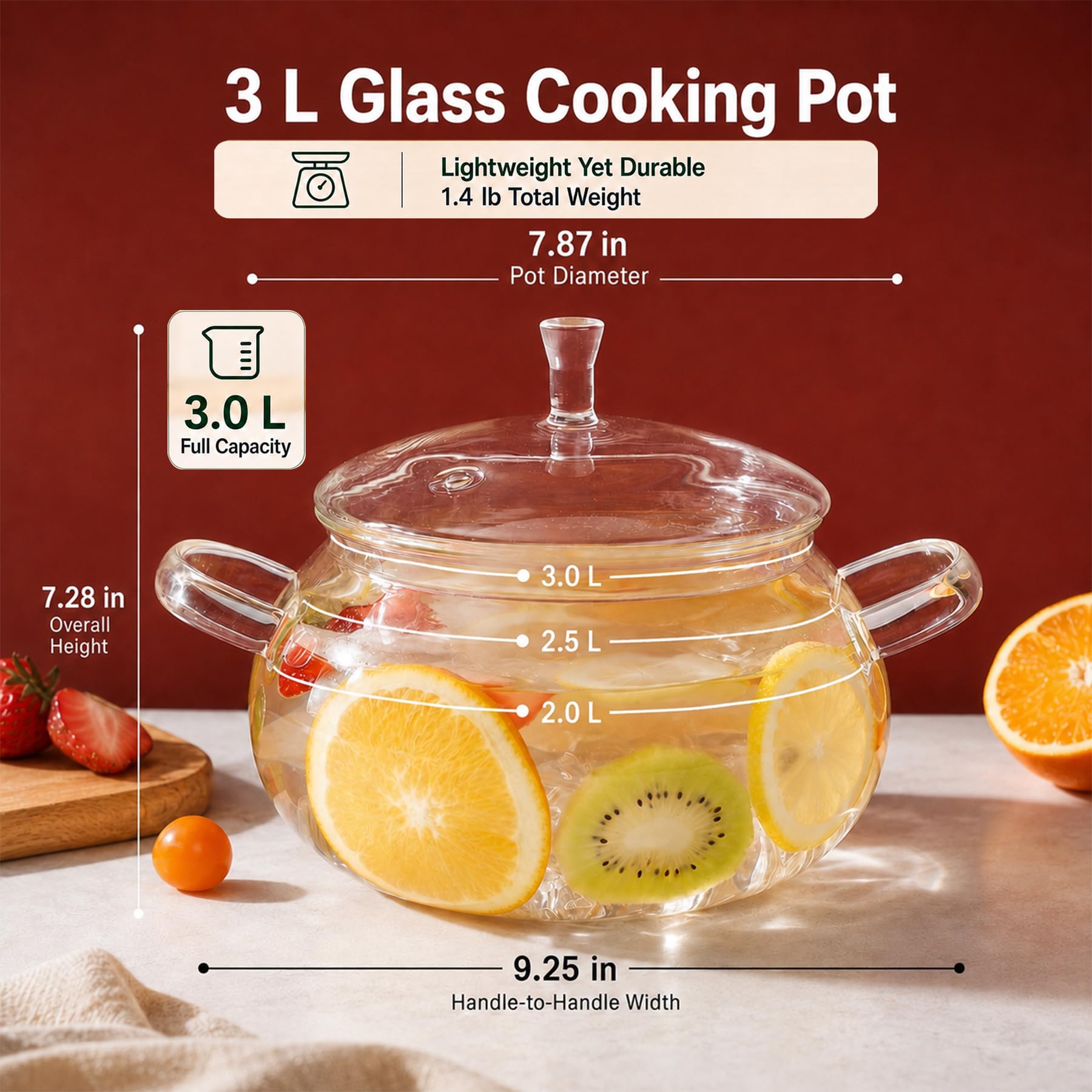 Generic close-up of fitted glass lid highlighting seal and visibility benefit for control