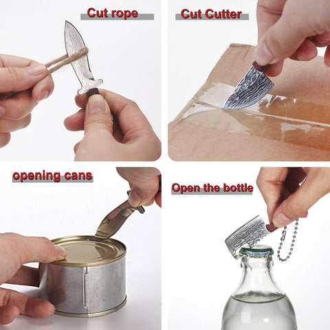 Generic tiny knife in use opening a cardboard box demonstrating practical utility