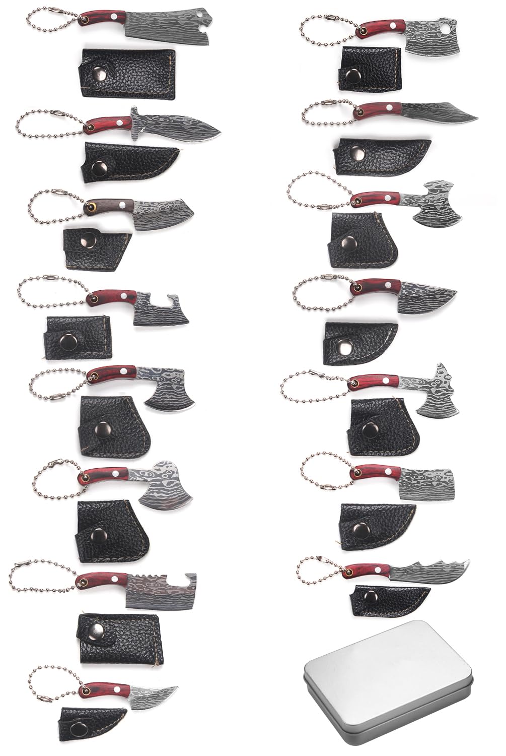 Generic brand mini knife set front view showing included knives and sheaths, convenient gift