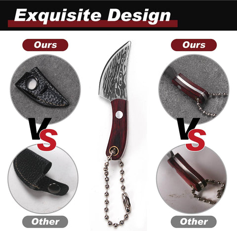Generic mini knife sheath and keychain attachment detail showing safe transport