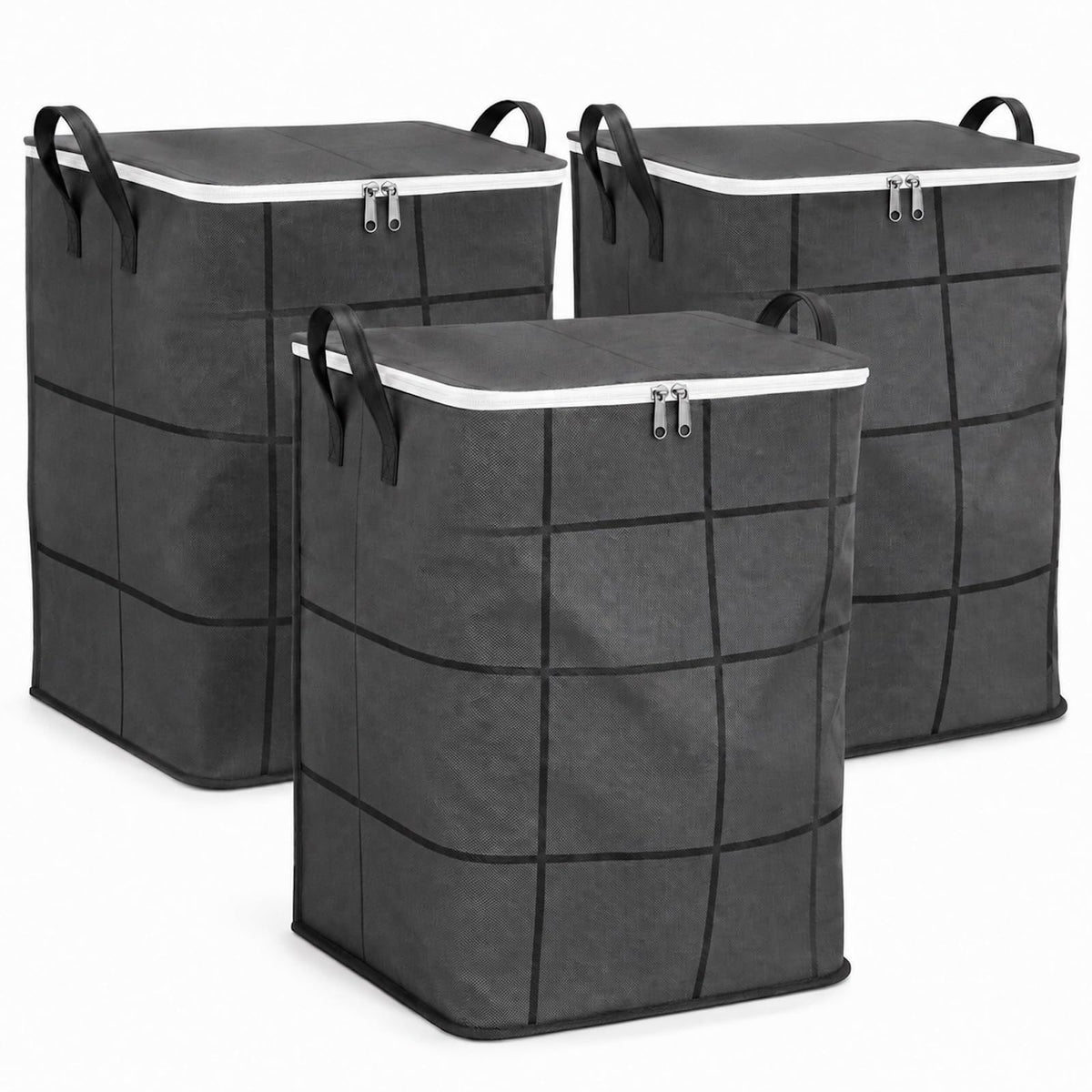 Generic front view of zippered storage bag showing large capacity and neat organization