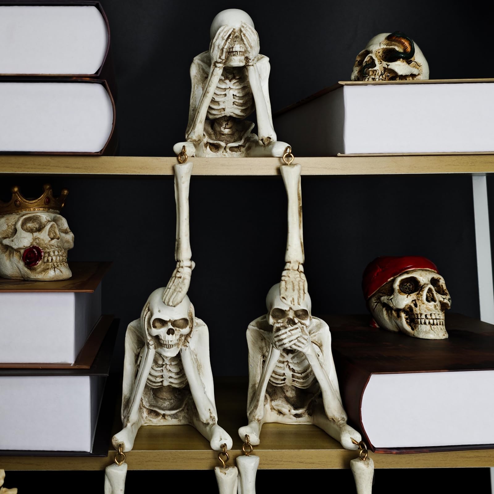 Generic skeletons styled on porch step, shows protected outdoor display benefit
