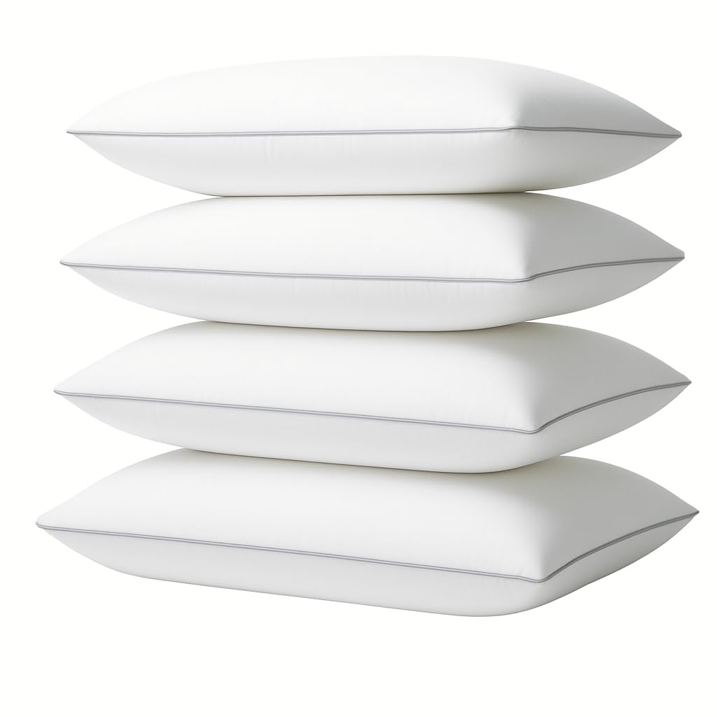 Generic brand queen pillows front packaging showing four vacuum-sealed pillows and hygiene benefit