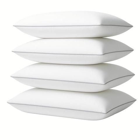 Generic brand queen pillows front packaging showing four vacuum-sealed pillows and hygiene benefit