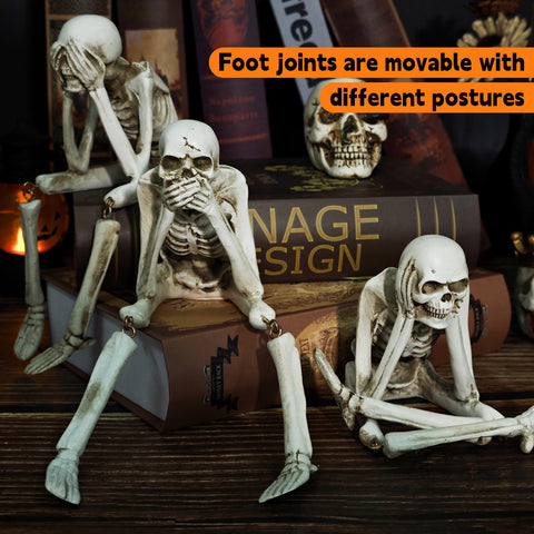 Generic skeleton next to a coin for scale, conveys compact size benefit