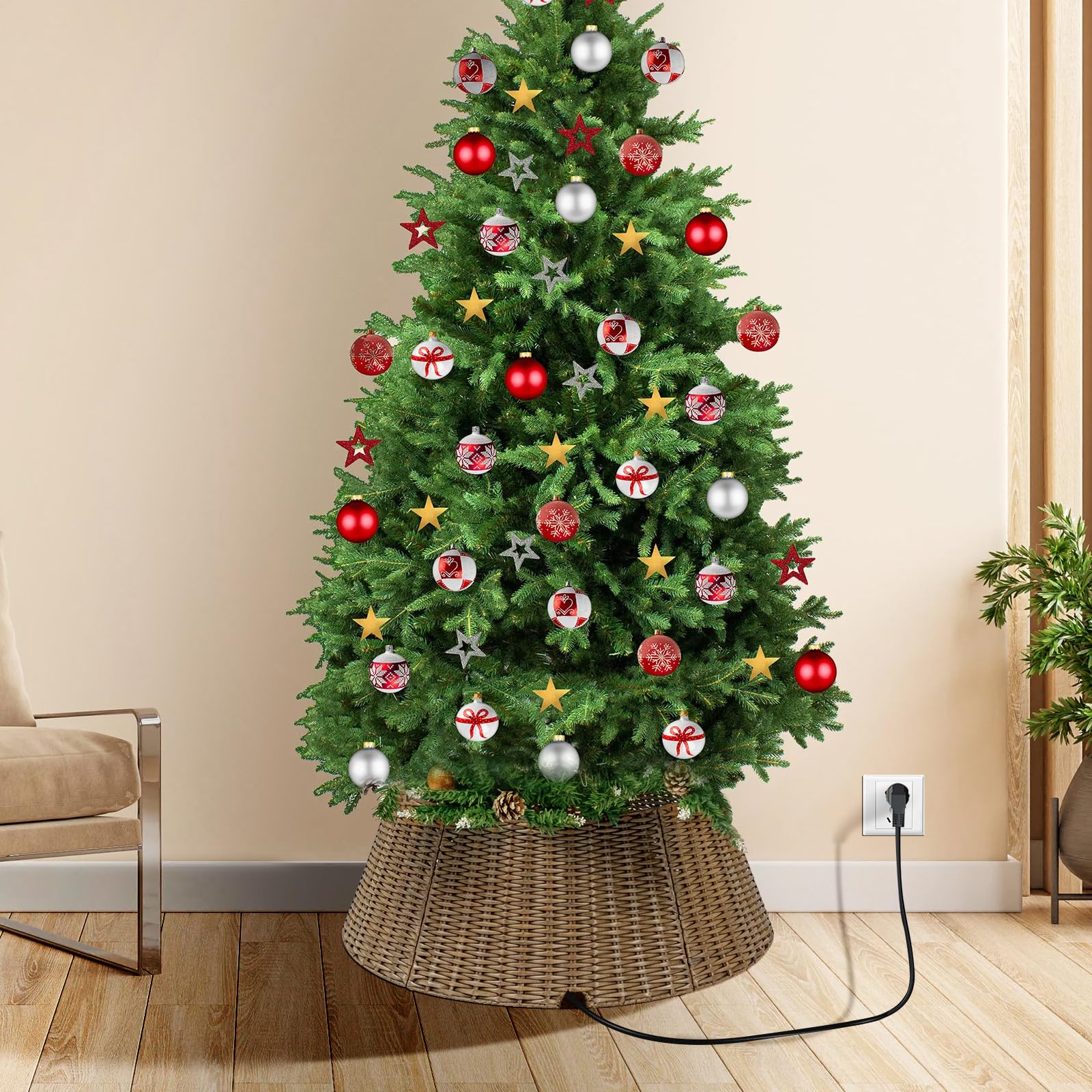 Generic brand collar beside measuring tape showing fit for standard tree stands benefit