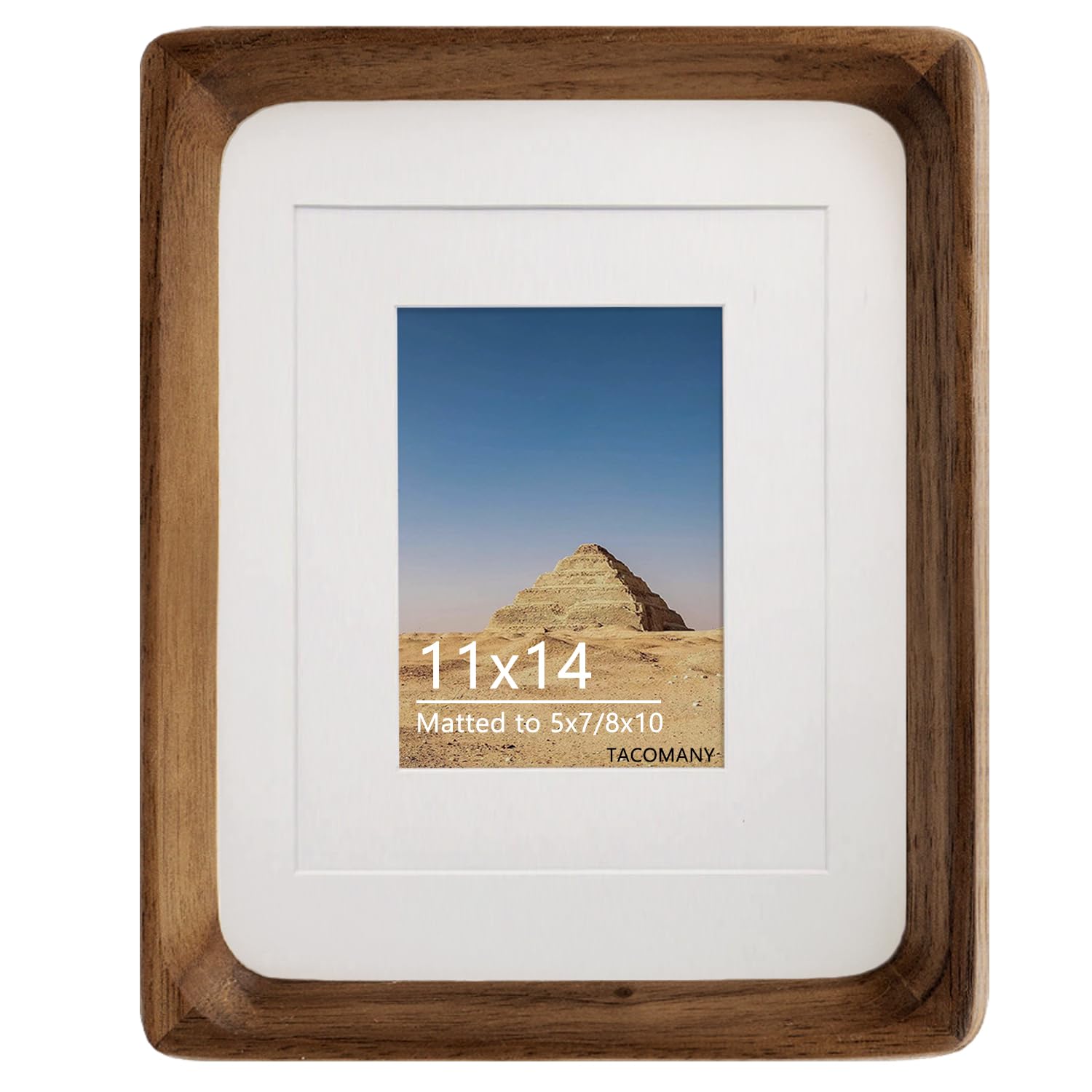 Generic walnut frame front view showing clean profile and classic look