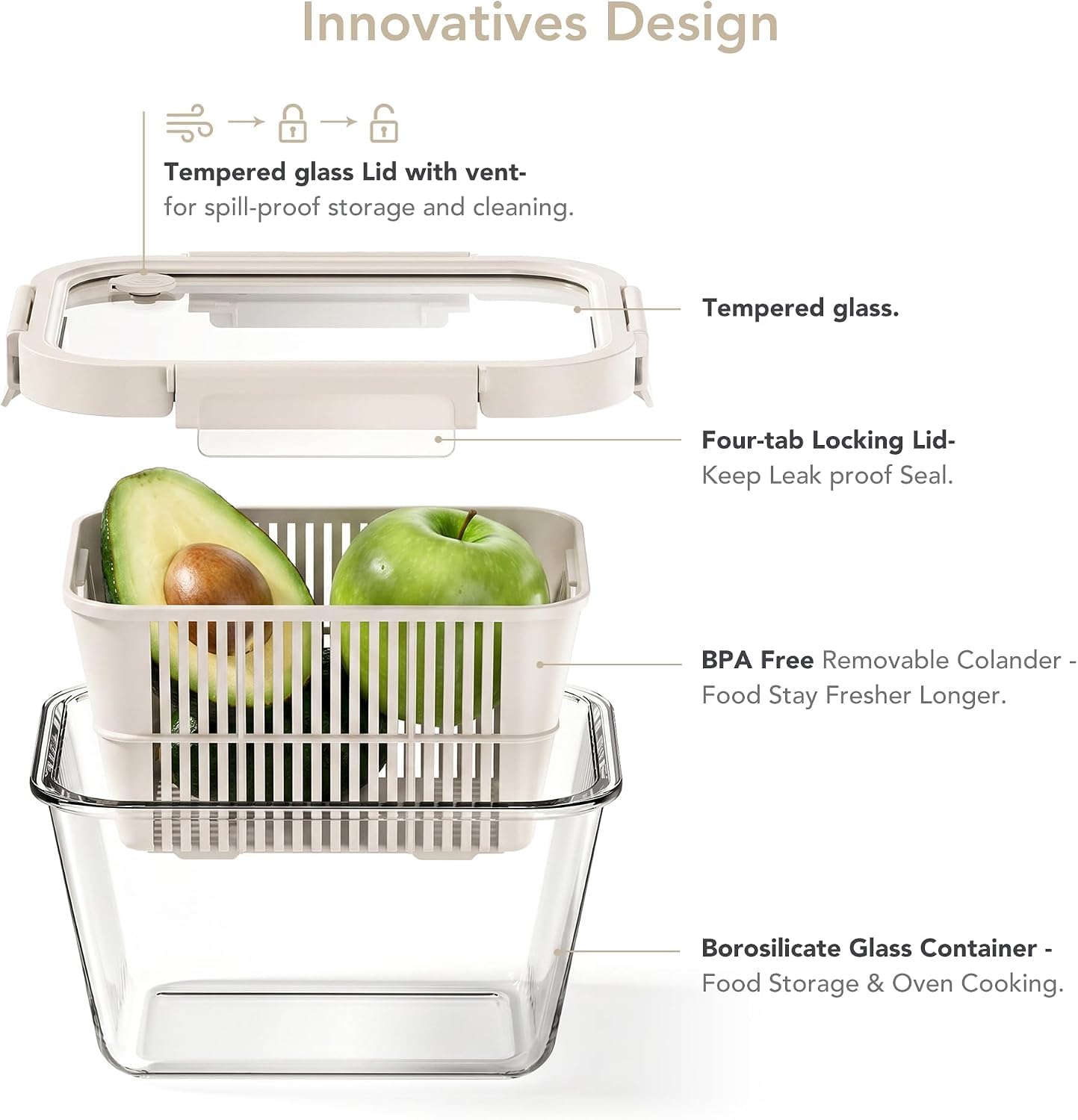 GENICOOK borosilicate glass detail highlighting durable, stain-resistant material