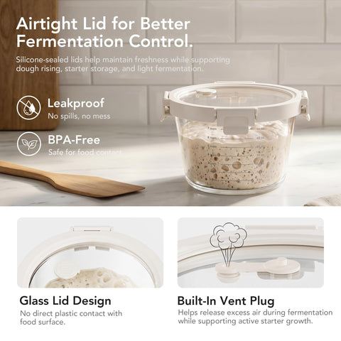 GENICOOK airtight lid close-up with silicone seal, emphasizes spill prevention