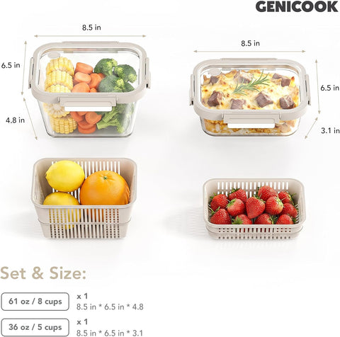 GENICOOK container beside a ruler for size comparison to visualize capacity