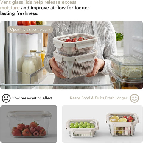 GENICOOK stacked containers in fridge demonstrating space-saving organization benefit