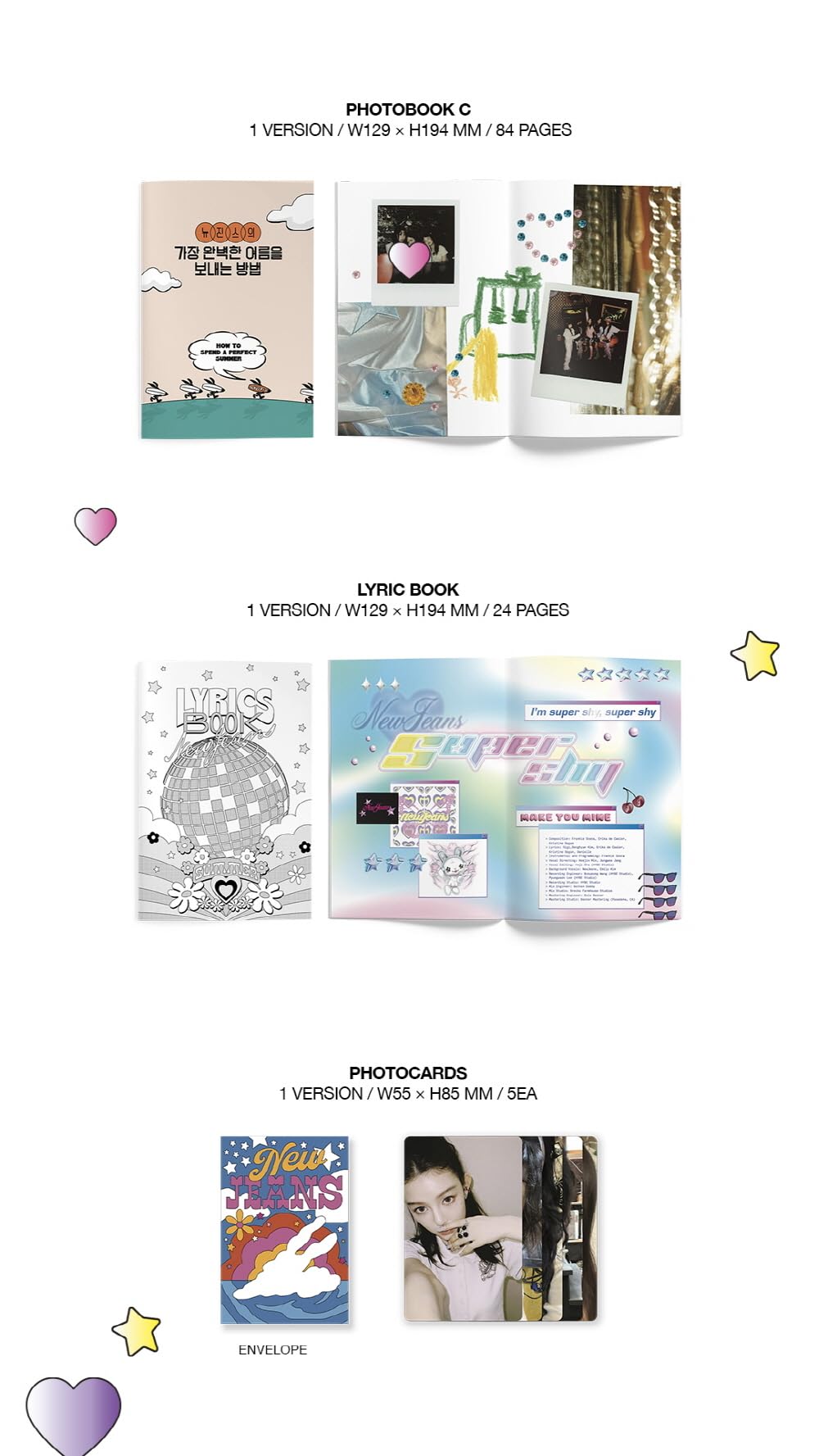 Genie Music assorted photo cards and stickers arranged to show collectible variety and fan value