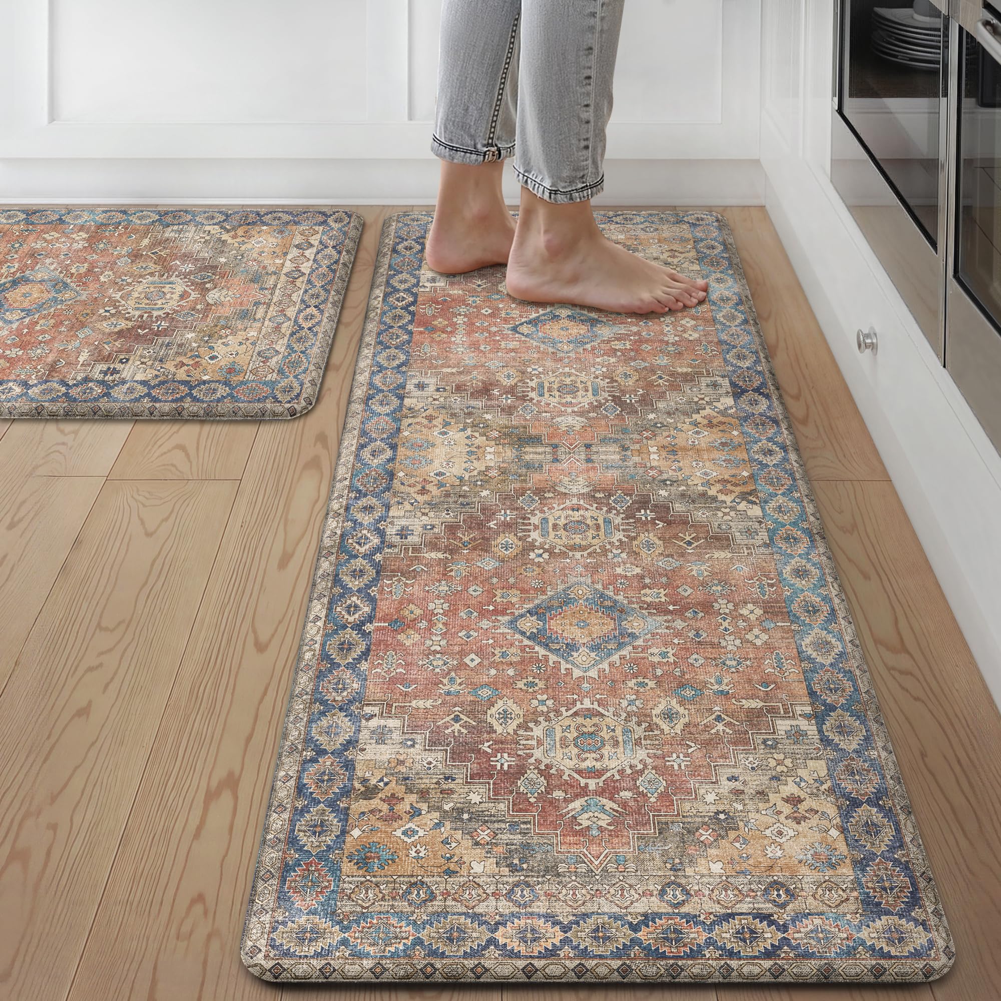 GENIMO front view of brickred anti fatigue mat showing cushioned comfort