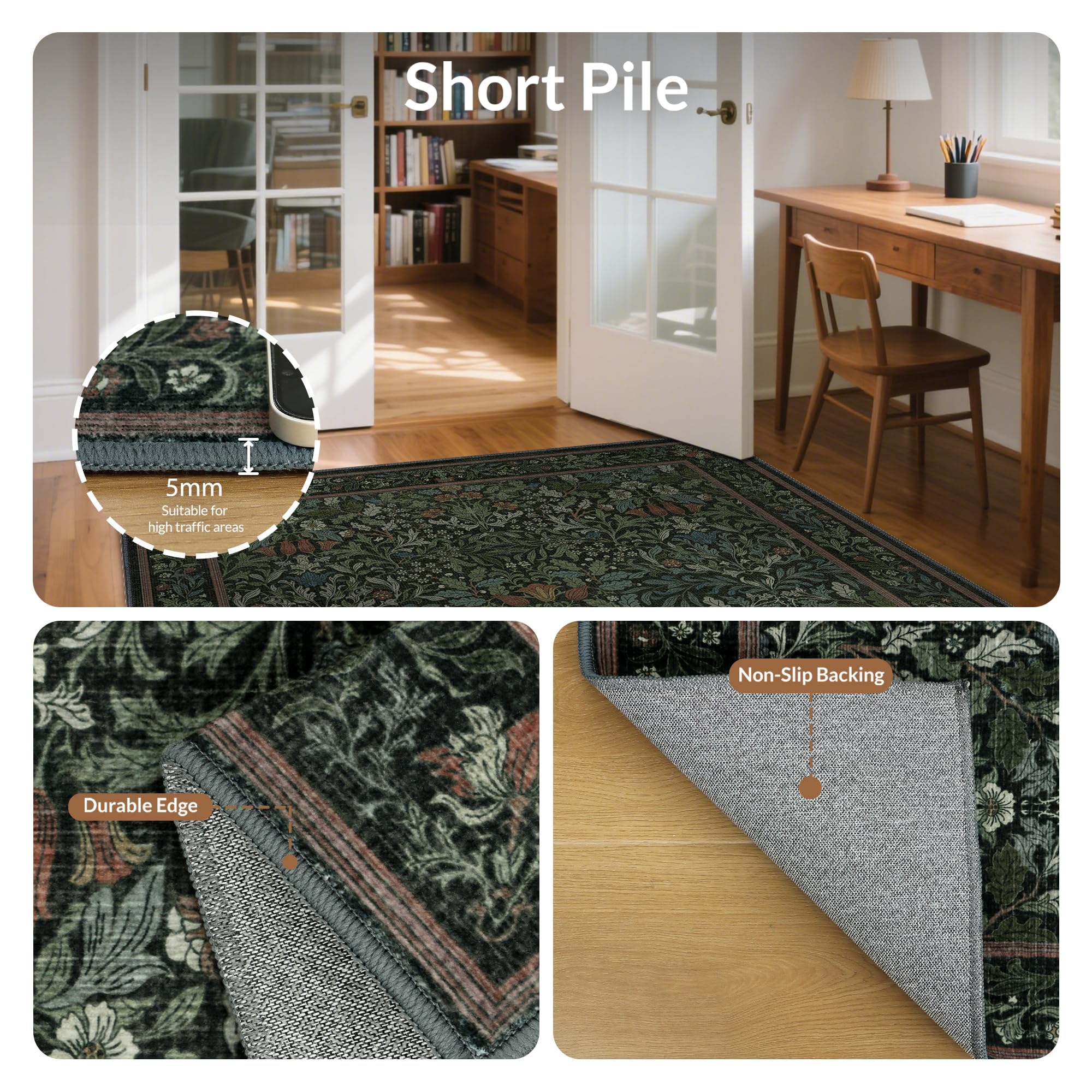 GENIMO rug size comparison showing 8x10 scale for room planning and space fit