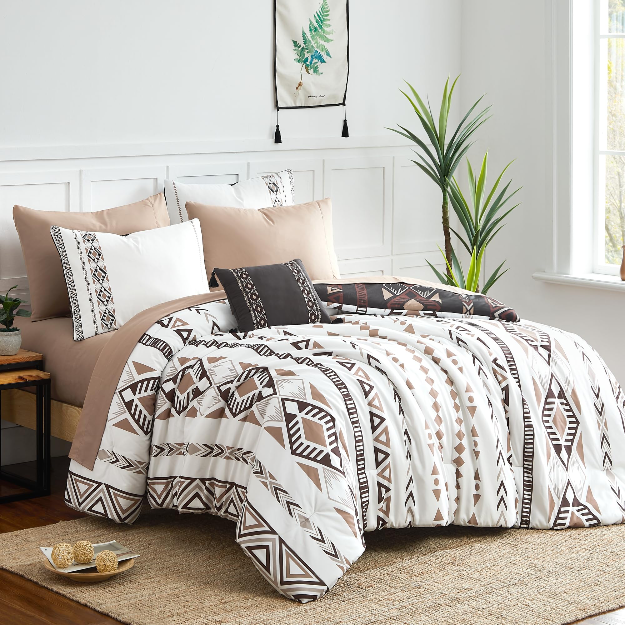 Geniospin king comforter front view shows cozy look and easy setup