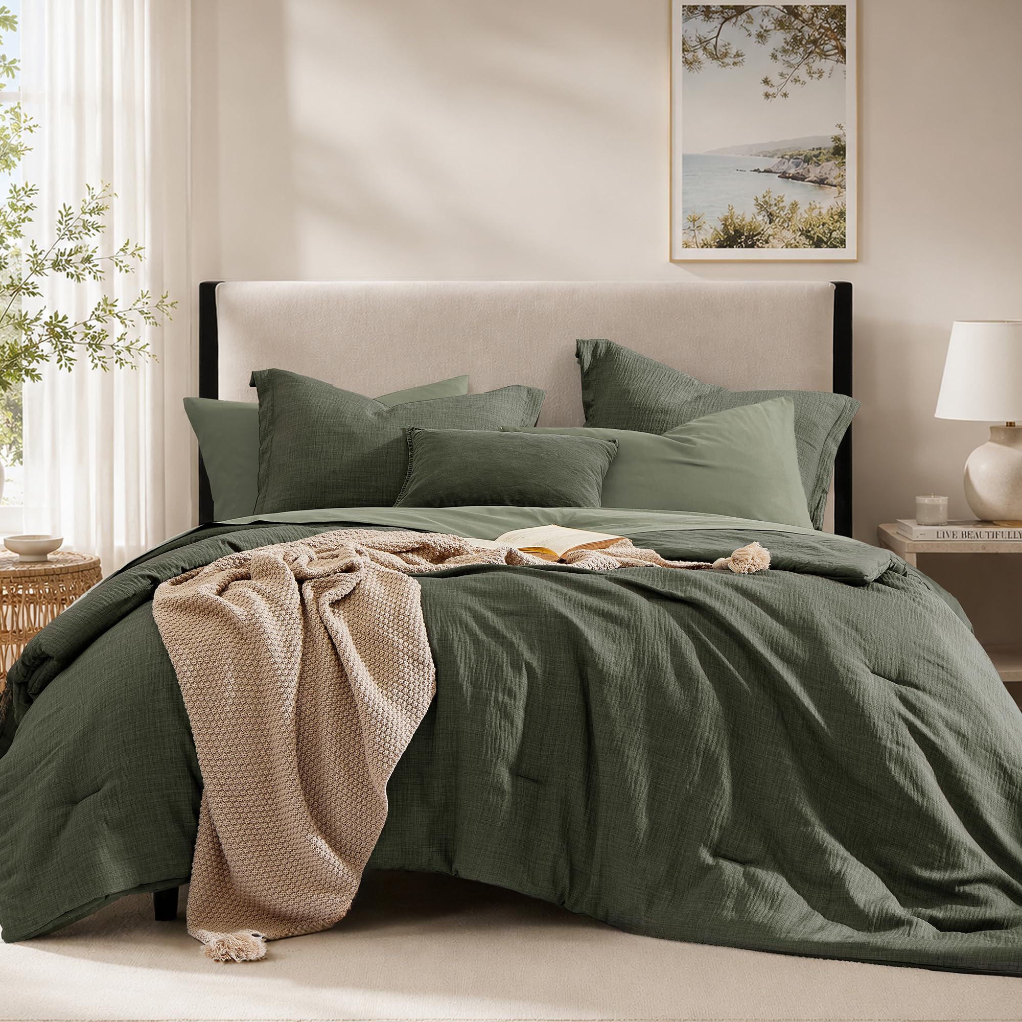 Geniospin comforter front view showing full green set and visual balance