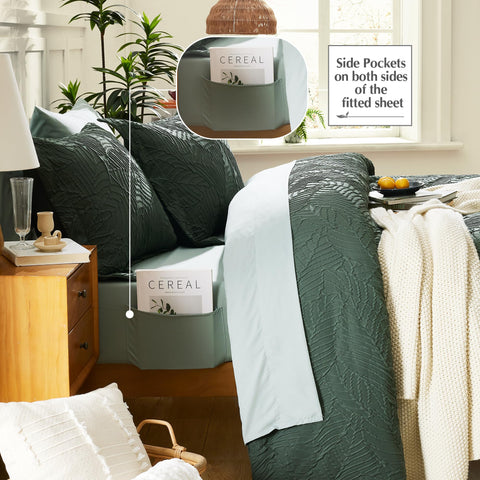 Geniospin sheet and sham detail showing stitching and smooth breathable fabric
