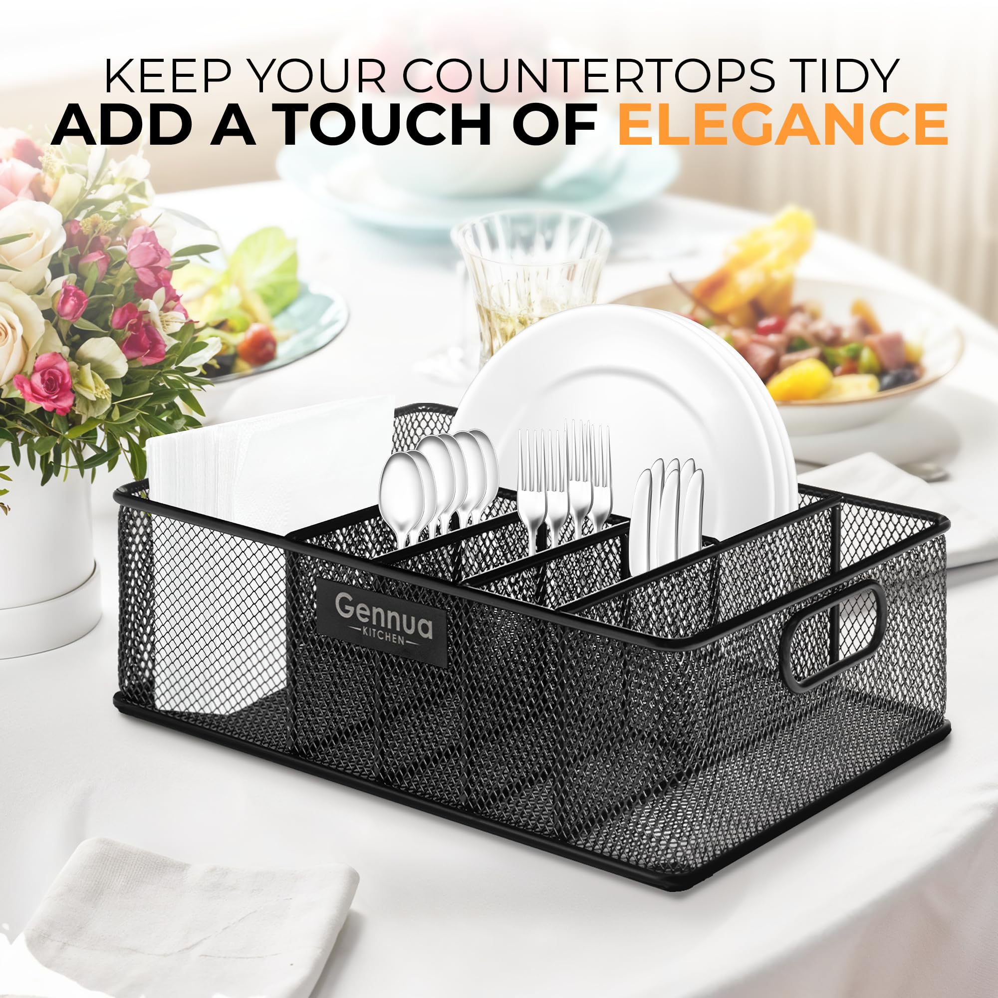 Gennua Kitchen next to a 10-inch plate to show spacious fit