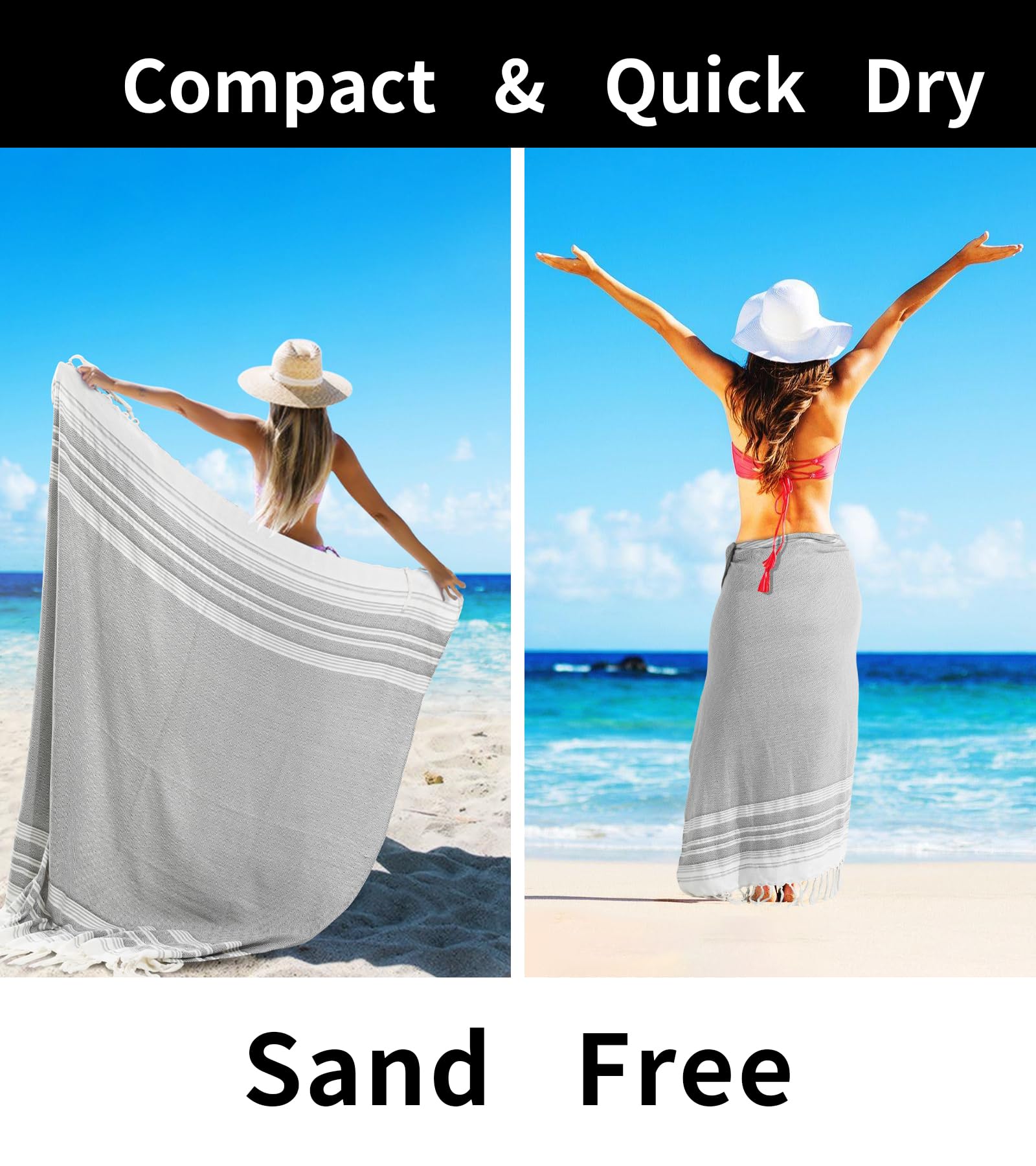 Genovega towel on beach in use providing sand-free comfortable space