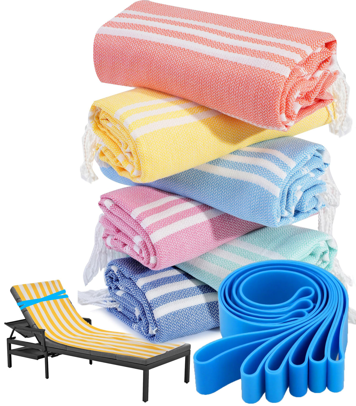 Genovega front view of six-pack towels showing colors and packaging benefit convenience
