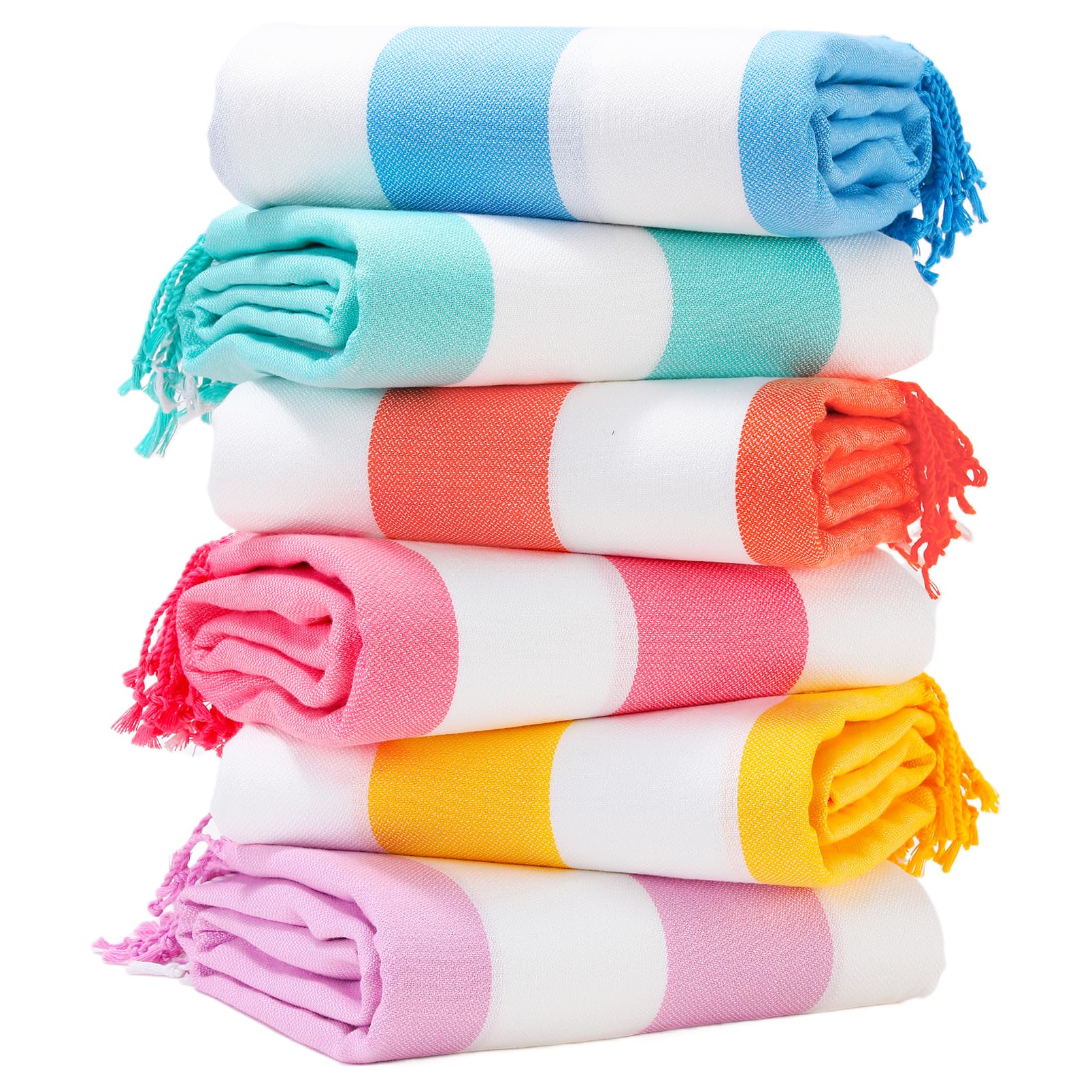 Genovega front view of six towels showing colors and pack benefit