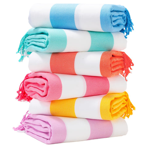 Genovega front view of six towels showing colors and pack benefit