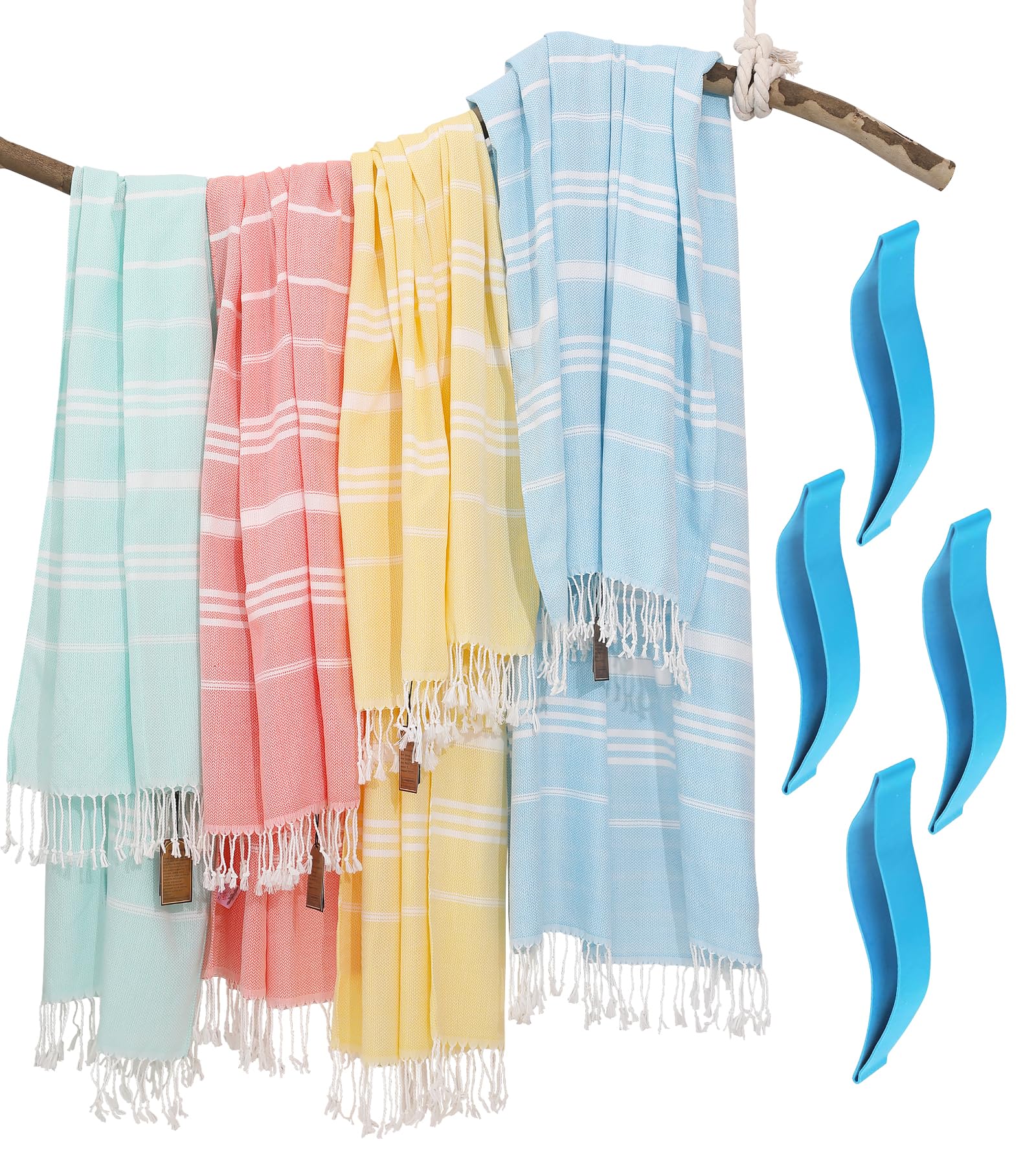 Genovega hand shaking towel to remove sand showing sand-repellent benefit